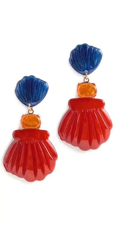 By Adina Eden Seashell Gem Drop Earrings | Thumbnail 1
