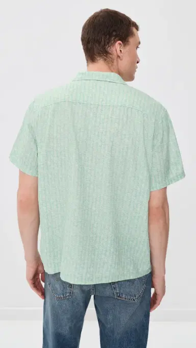 Marine Layer Tencel Linen Resort Shirt Aqua ardine Print | Thumbnail 3