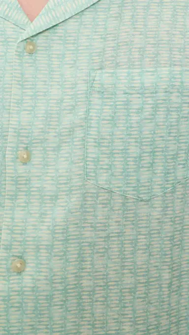 Marine Layer Tencel Linen Resort Shirt Aqua ardine Print | Thumbnail 6