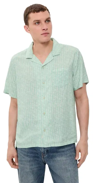 Marine Layer Tencel Linen Resort Shirt Aqua ardine Print | Thumbnail 1