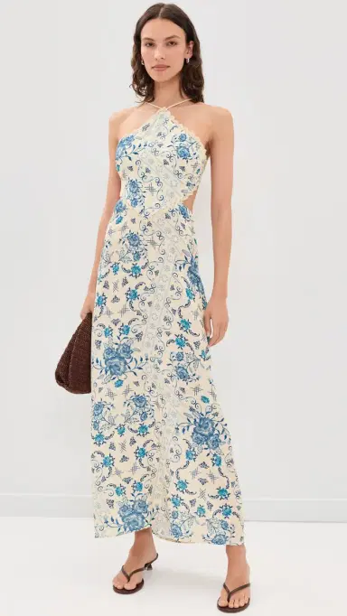 Agua Bendita Indira Halter Maxi Dress Multicolor S | Thumbnail 2