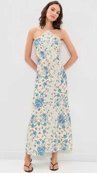 Agua Bendita Indira Halter Maxi Dress Multicolor S | Thumbnail 5