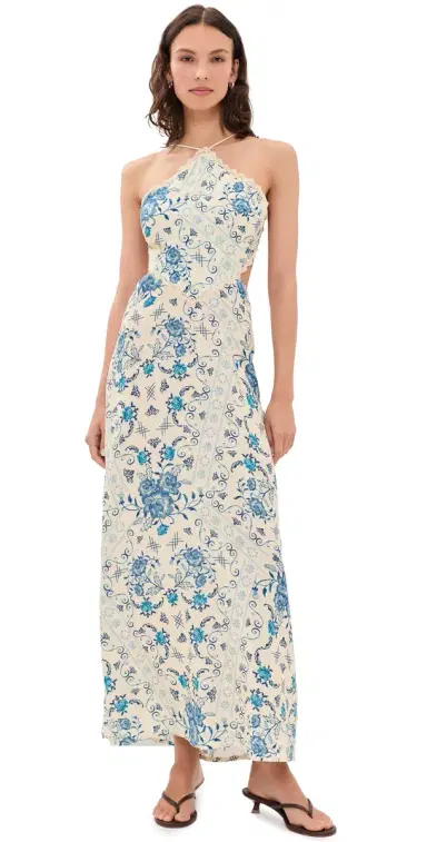 Agua Bendita Indira Halter Maxi Dress Multicolor S | Thumbnail 1