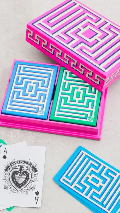 Jonathan Adler Labyrinth Lacquer Card Set Blue One Size | Thumbnail 4