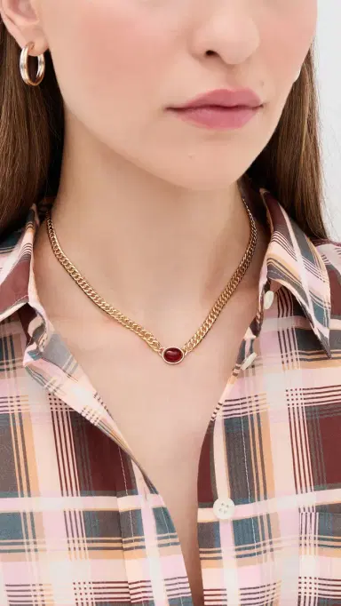 Shashi Casa Gemstone Necklace Gold One Size | Thumbnail 3