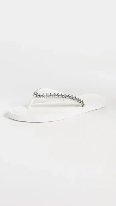 Tory Burch Kira Chain Flip Flops Bianco 6 | Thumbnail 2