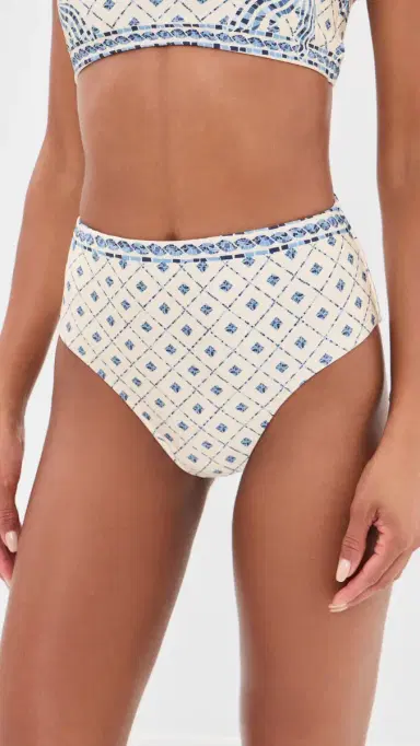 Shani Shemer Thelma Bikini Bottoms Blue Mosaic Print M | Thumbnail 2