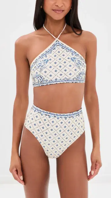 Shani Shemer Thelma Bikini Bottoms Blue Mosaic Print M | Thumbnail 4