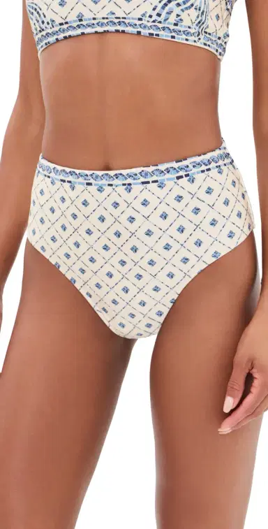 Shani Shemer Thelma Bikini Bottoms Blue Mosaic Print M | Thumbnail 1