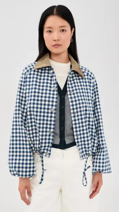 Barbour Ovingham Casual Jacket Gingham Navy/Neutral 4 | Thumbnail 2 Barbour Ovingham Casual Jacket Gingham Navy/Neutral 4 | Thumbnail 2