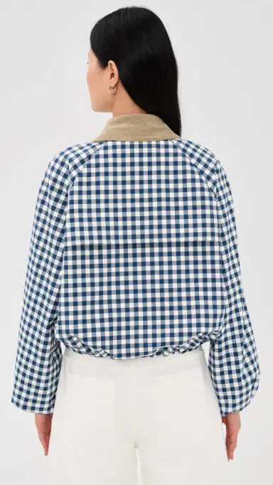 Barbour Ovingham Casual Jacket Gingham Navy/Neutral 4 | Thumbnail 3 Barbour Ovingham Casual Jacket Gingham Navy/Neutral 4 | Thumbnail 3