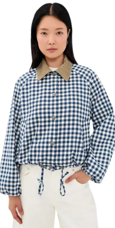 Barbour Ovingham Casual Jacket Gingham Navy/Neutral 4 | Thumbnail 1 Barbour Ovingham Casual Jacket Gingham Navy/Neutral 4 | Thumbnail 1