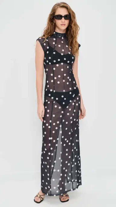LIONESS Redefined Maxi Dress Noir Polka | Thumbnail 2
