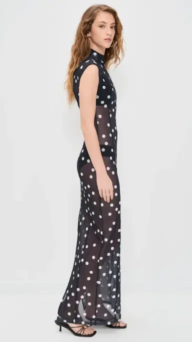 LIONESS Redefined Maxi Dress Noir Polka | Thumbnail 4