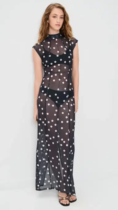 LIONESS Redefined Maxi Dress Noir Polka | Thumbnail 5