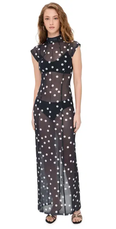LIONESS Redefined Maxi Dress Noir Polka | Thumbnail 1