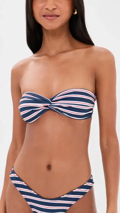 LIONESS Bisous Bandeau Bikini Top Navy Stripe S | Thumbnail 2