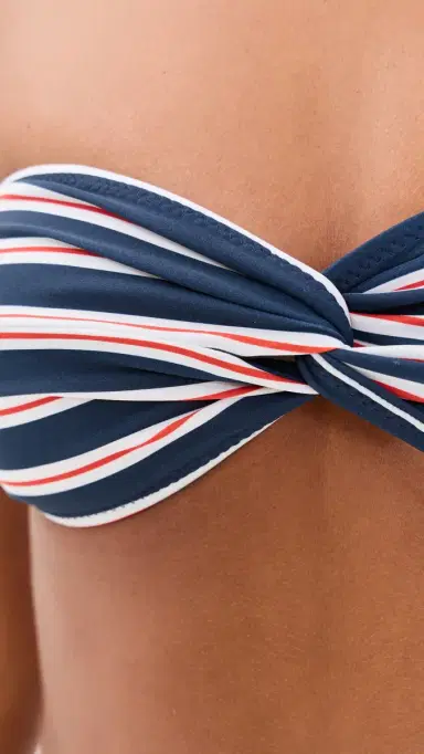 LIONESS Bisous Bandeau Bikini Top Navy Stripe S | Thumbnail 6