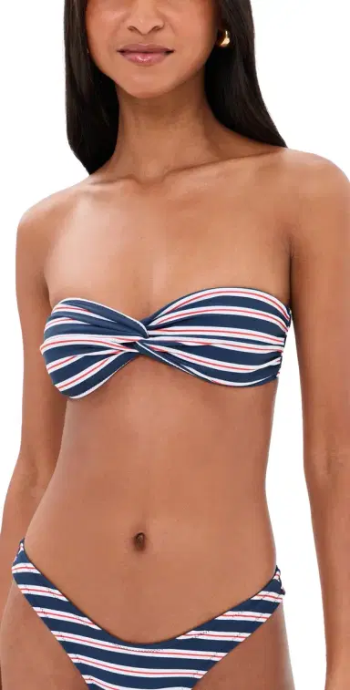 LIONESS Bisous Bandeau Bikini Top Navy Stripe S | Thumbnail 1