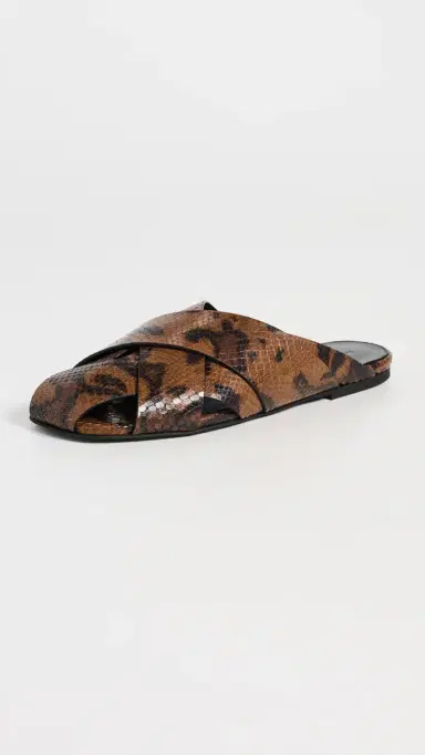 Proenza Schouler Slant Cross Slides In Embossed Python Ochre Multi 39 | Thumbnail 2