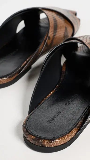 Proenza Schouler Slant Cross Slides In Embossed Python Ochre Multi 39 | Thumbnail 4