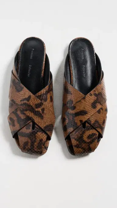 Proenza Schouler Slant Cross Slides In Embossed Python Ochre Multi 39 | Thumbnail 5