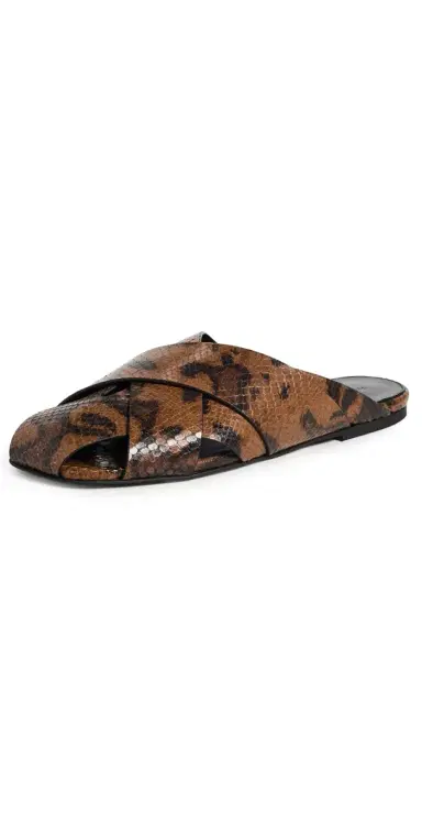 Proenza Schouler Slant Cross Slides In Embossed Python Ochre Multi 39 | Thumbnail 1