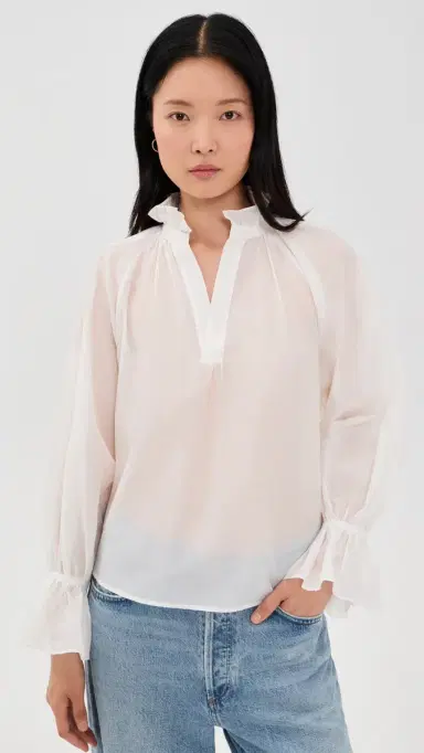 Polo Ralph Lauren Cotton-Silk Organdy Blouse White S | Thumbnail 2 Polo Ralph Lauren Cotton-Silk Organdy Blouse White S | Thumbnail 2