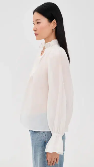 Polo Ralph Lauren Cotton-Silk Organdy Blouse White S | Thumbnail 4 Polo Ralph Lauren Cotton-Silk Organdy Blouse White S | Thumbnail 4
