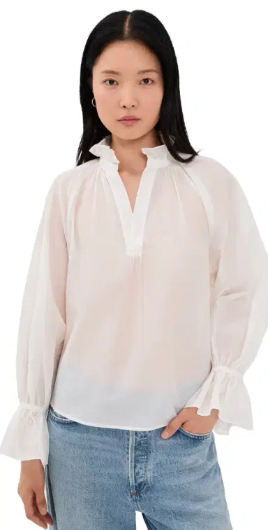 Polo Ralph Lauren Cotton-Silk Organdy Blouse White S | Thumbnail 1 Polo Ralph Lauren Cotton-Silk Organdy Blouse White S | Thumbnail 1