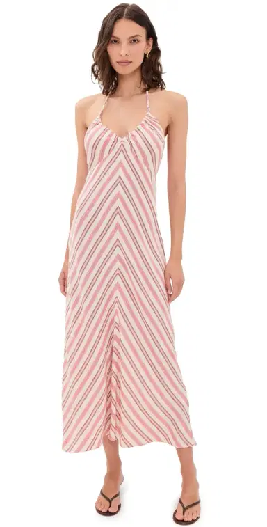 XIRENA aggie Midi Dress Dusty Pink Stripe | Thumbnail 1