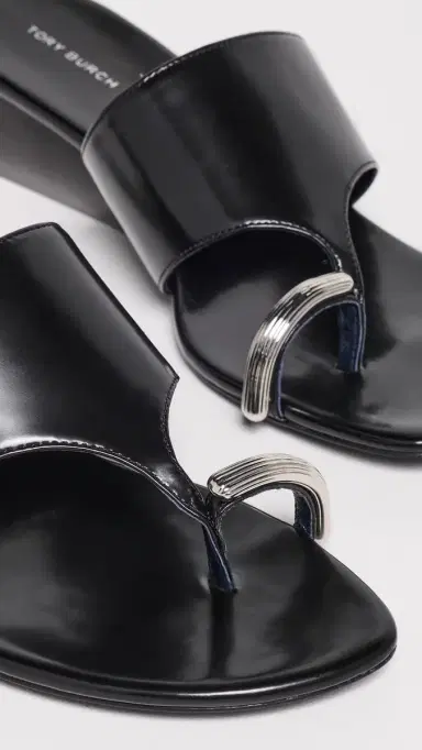 Tory Burch Pierced Wedge Sandals 45mm Perfect Black | Thumbnail 6