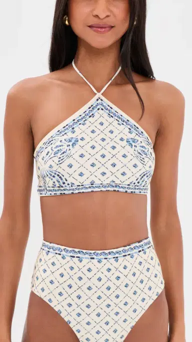 Shani Shemer Edie Bikini Top Blue osaic Print | Thumbnail 2