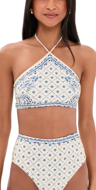 Shani Shemer Edie Bikini Top Blue osaic Print | Thumbnail 1