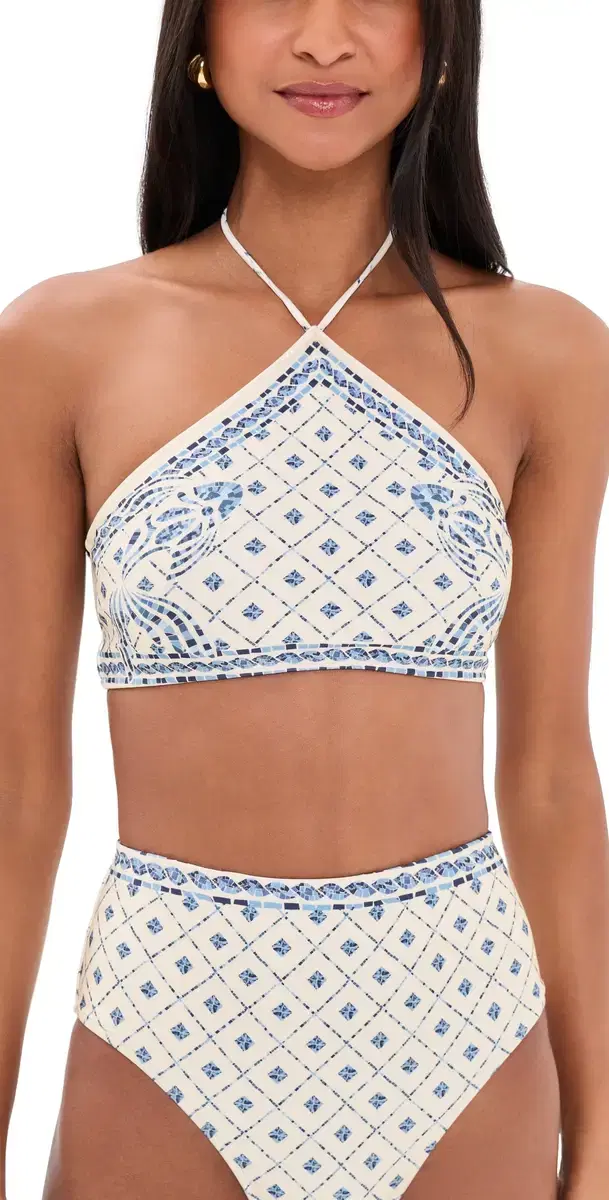 Shani Shemer Edie Bikini Top Blue osaic Print