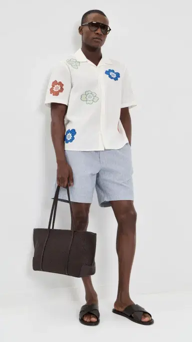 Wax London Didcot Applique Floral Shirt Ecru/Multi | Thumbnail 5