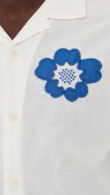 Wax London Didcot Applique Floral Shirt Ecru/Multi | Thumbnail 6