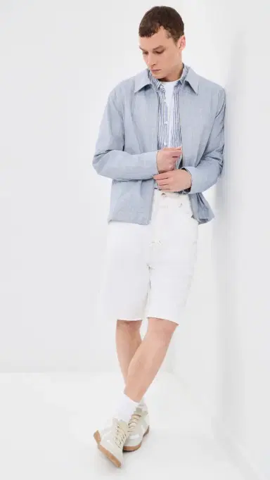 Wax London Eldon Cotton inen Herringbone Jacket ight Blue | Thumbnail 5 Wax London Eldon Cotton inen Herringbone Jacket ight Blue | Thumbnail 5