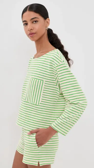 Askk NY Easy triped Pullover Green Stripe | Thumbnail 4