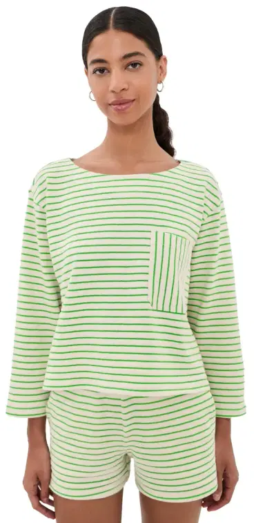 Askk NY Easy triped Pullover Green Stripe | Thumbnail 1