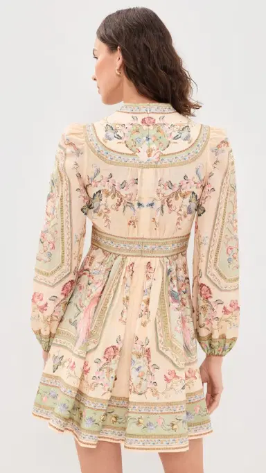 Zimmermann Roselight Plunge Mini Dress Sage Tapestry Floral | Thumbnail 3