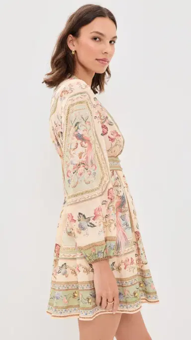Zimmermann Roselight Plunge Mini Dress Sage Tapestry Floral | Thumbnail 4