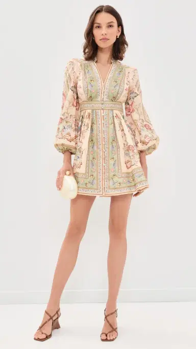 Zimmermann Roselight Plunge Mini Dress Sage Tapestry Floral | Thumbnail 5