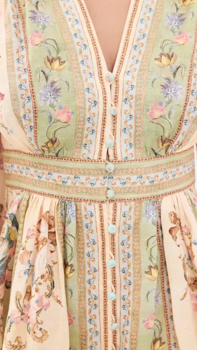 Zimmermann Roselight Plunge Mini Dress Sage Tapestry Floral | Thumbnail 6