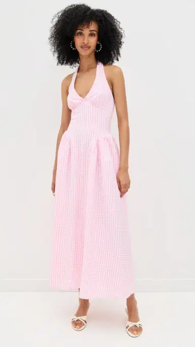 Runaway the Label Alicia Midi Dress Pink Gingham | Thumbnail 5