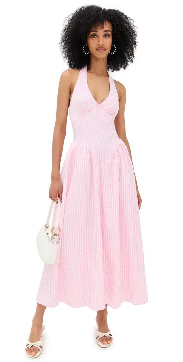 Alicia Midi Dress Pink Gingham