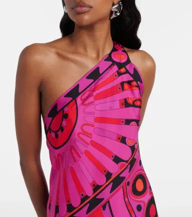 PUCCI Soleil asymmetric silk twill midi dress | Thumbnail 2 PUCCI Soleil asymmetric silk twill midi dress | Thumbnail 2