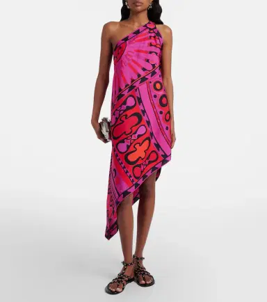 PUCCI Soleil asymmetric silk twill midi dress | Thumbnail 6 PUCCI Soleil asymmetric silk twill midi dress | Thumbnail 6