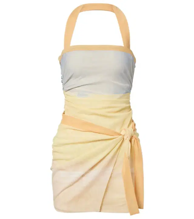 SIR Printed halterneck mesh minidress