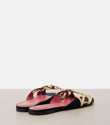 Valentino Garavani Wonderweb VLogo metallic leather slides | Thumbnail 2 Valentino Garavani Wonderweb VLogo metallic leather slides | Thumbnail 2